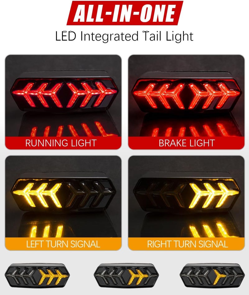 HAZAWA ضوء خلفي متكامل مع إشارة انعطاف LED متسلسلة لموتوسيكل هوندا جرام 2014-2022 2018 2019 2020 MSX125 CBR650F/R CTX700 (دخان) - Image 3